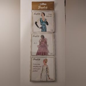 Simplicity Patterns Vintage Coasters Set of 6 Retro Fashion New Sealed